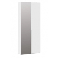Шкаф для одежды Порто 580 с 1 глухой и 1 зеркальной дверями (Белый Жемчуг, Белый софт)